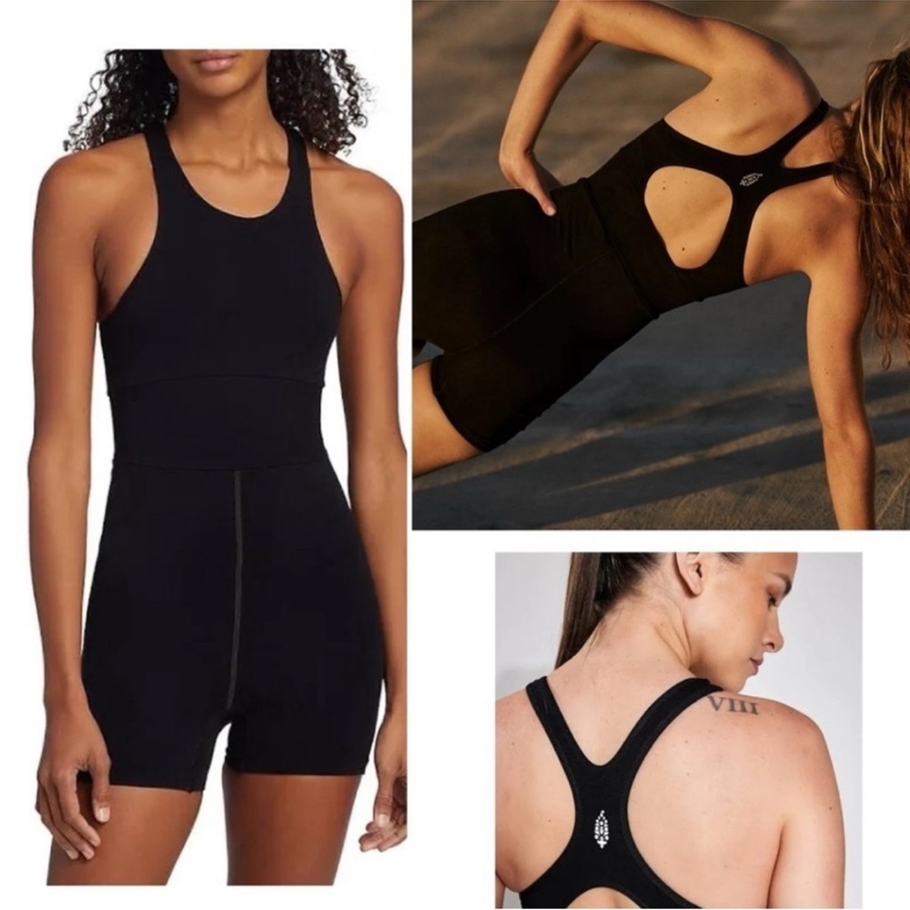 NEW Free‎ People Every Single Time Romper Runsie Black KeyholeActivewear